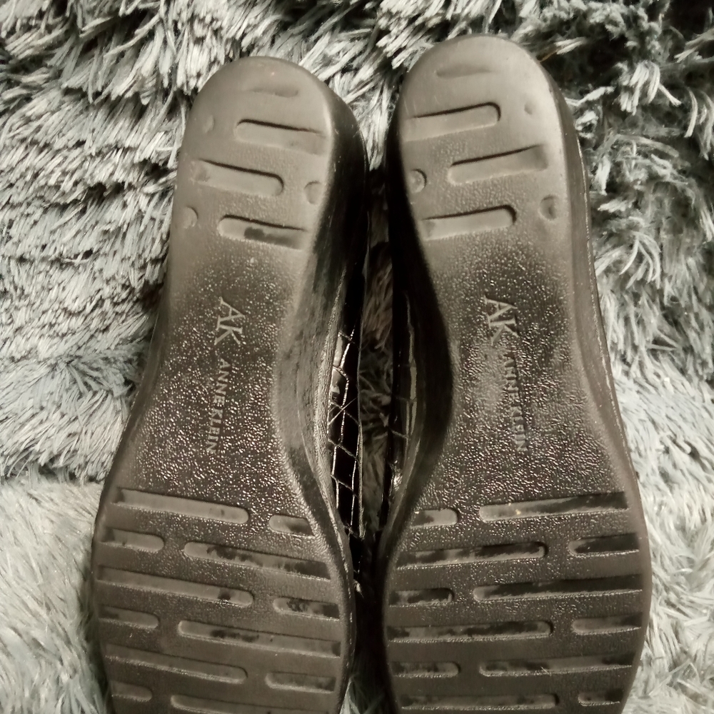 Anne Klein/ Black Snake Embo leather Loafers 10m - Picture 4 of 4